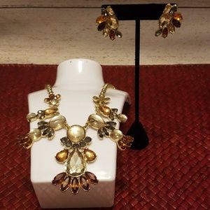 Banana Republic Necklace Earring Set Brown Clear